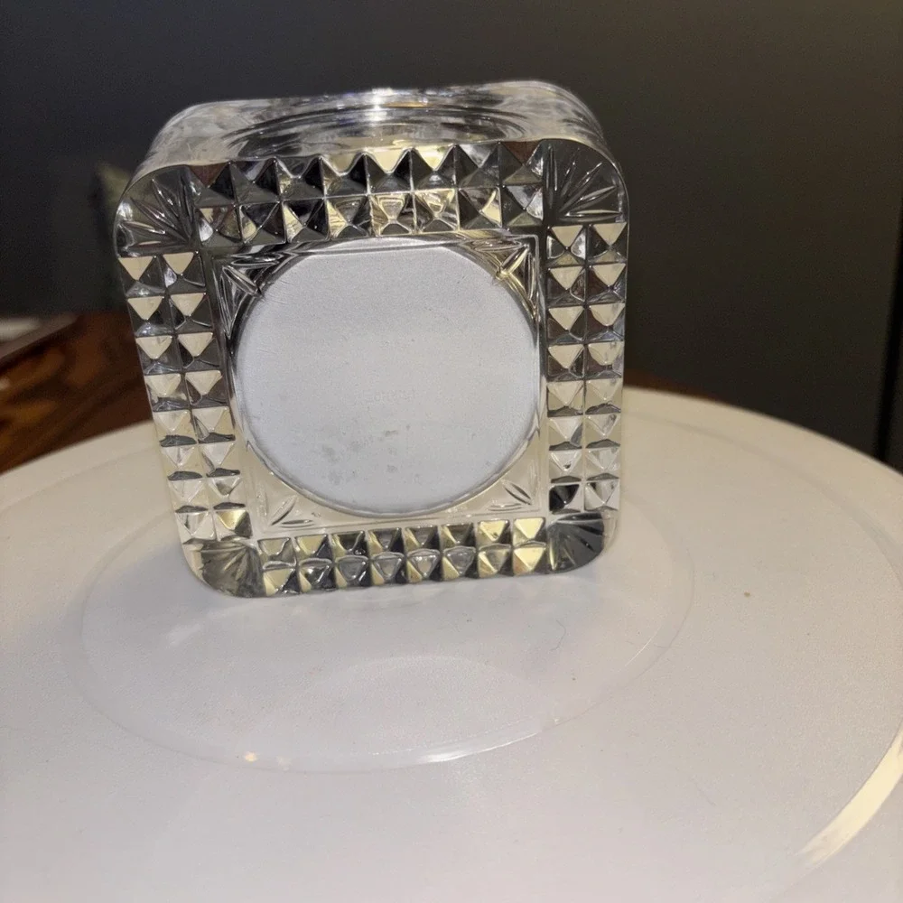 Vintage Staiger West Germany Quartz Lead Crystal Desk Clock Square Roman Numeral